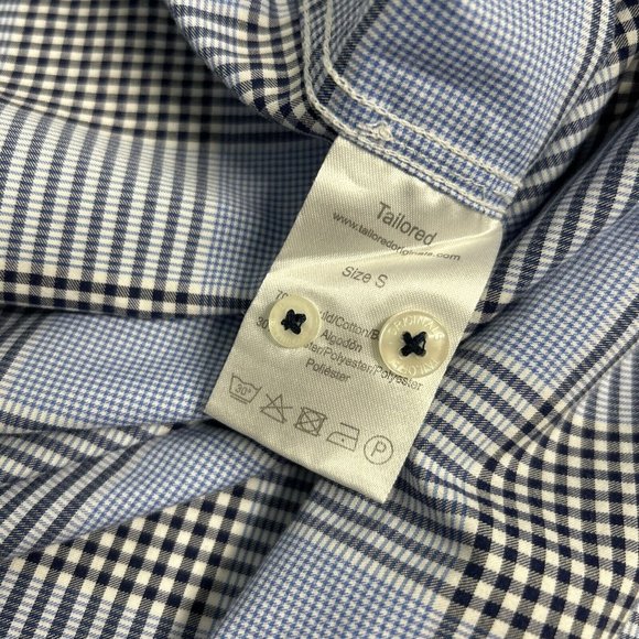 Tailored Originals Blue Plaid Long Sleeve Button Up Men’s Dress Shirt Size S - Picture 10 of 11